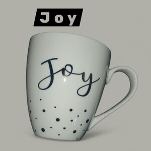 Gold and White Joy Coffee Mug with Minimalist Design